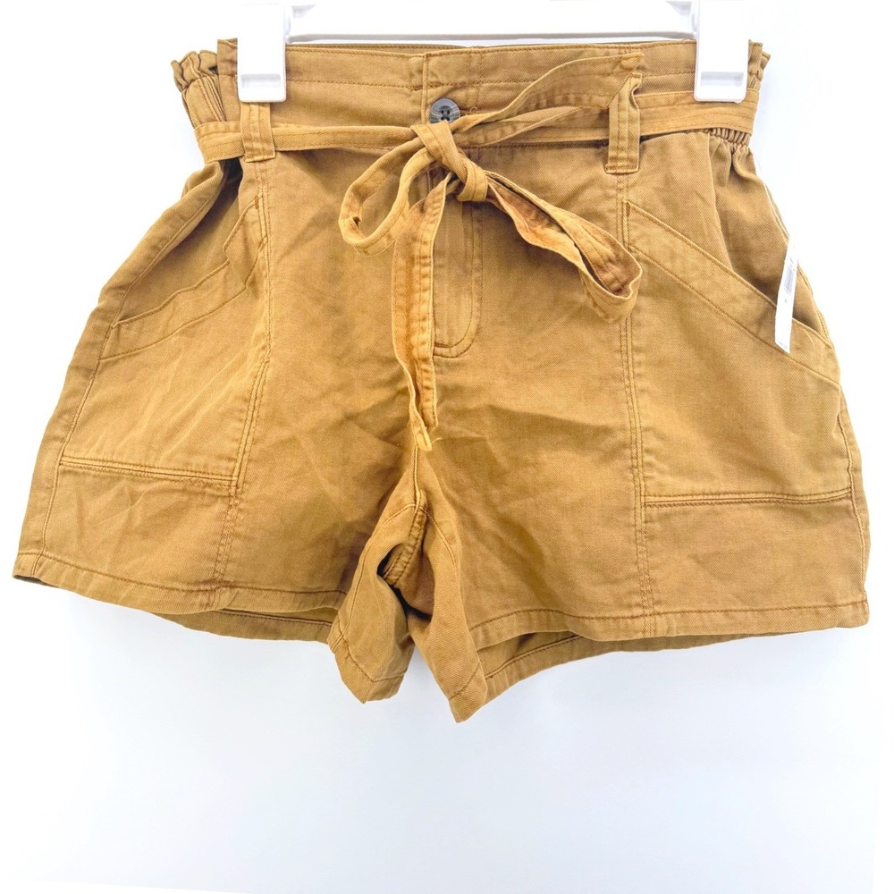 Old Navy Womens XS Miner's Gold Paperbag Utility Workwear Shorts NWT Cotton Boho